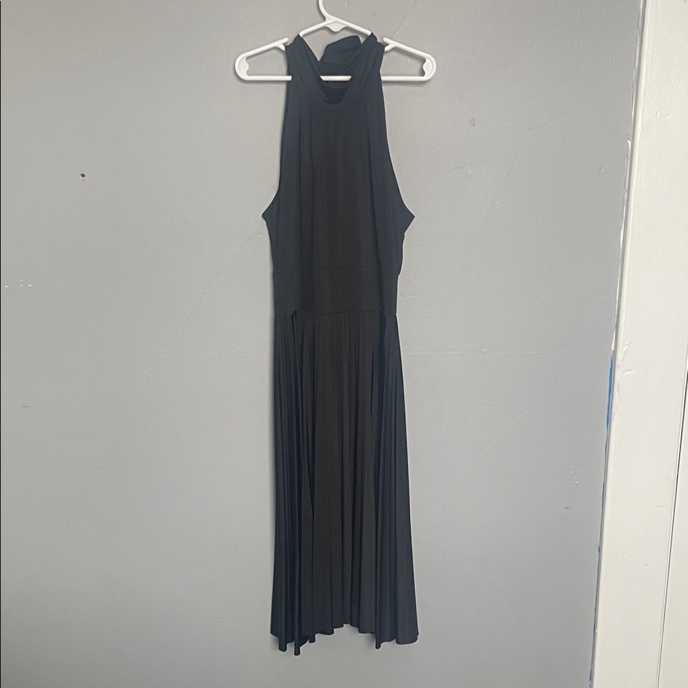 Soprano Small Halter Tie Neck Black Pleated midi dress mobwife Whimsigoth
